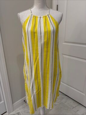 Tommy Bahama Yellow and White Striped Halter Dress